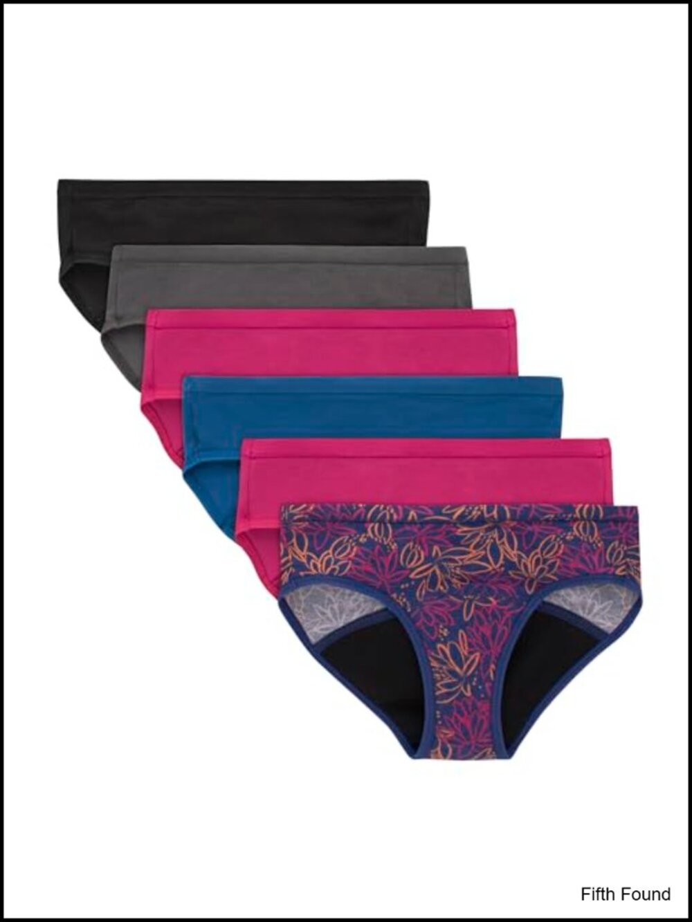Girls' Cotton Hipster Period Underwear 6 Pack